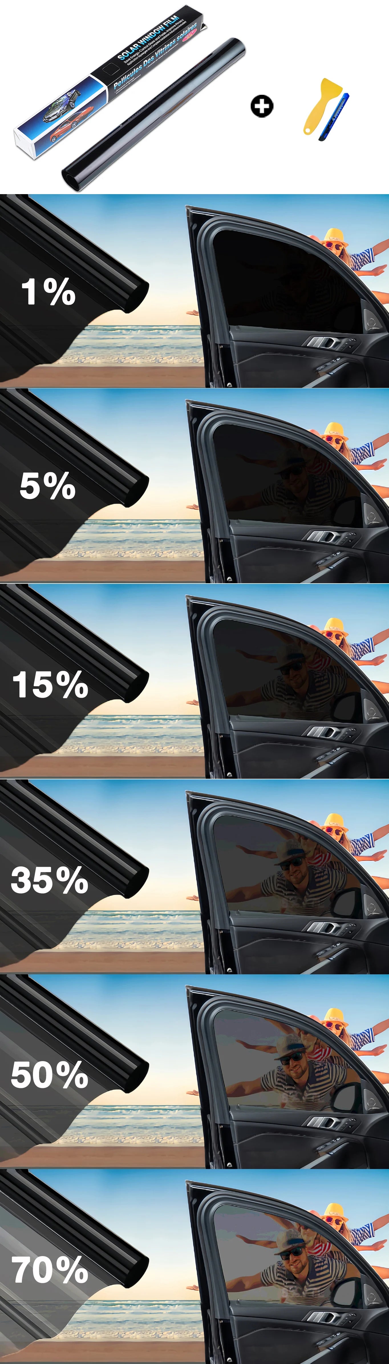50cmx3/10m Car Window Tint Film Privacy Vinyl Foils Sunshade Stickers Windows Cover Protector Glass UV Sun For Cars Solar Shade